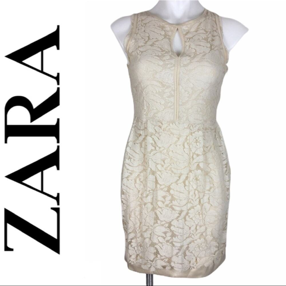 Zara Lace Mini Dress Cream Size 4